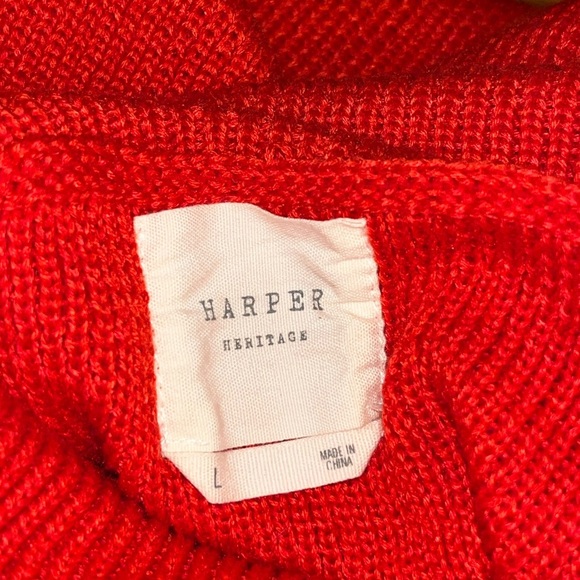 Harper Heritiage red boxy oversized cowl turtleneck size large Francesca’s - Picture 3 of 8